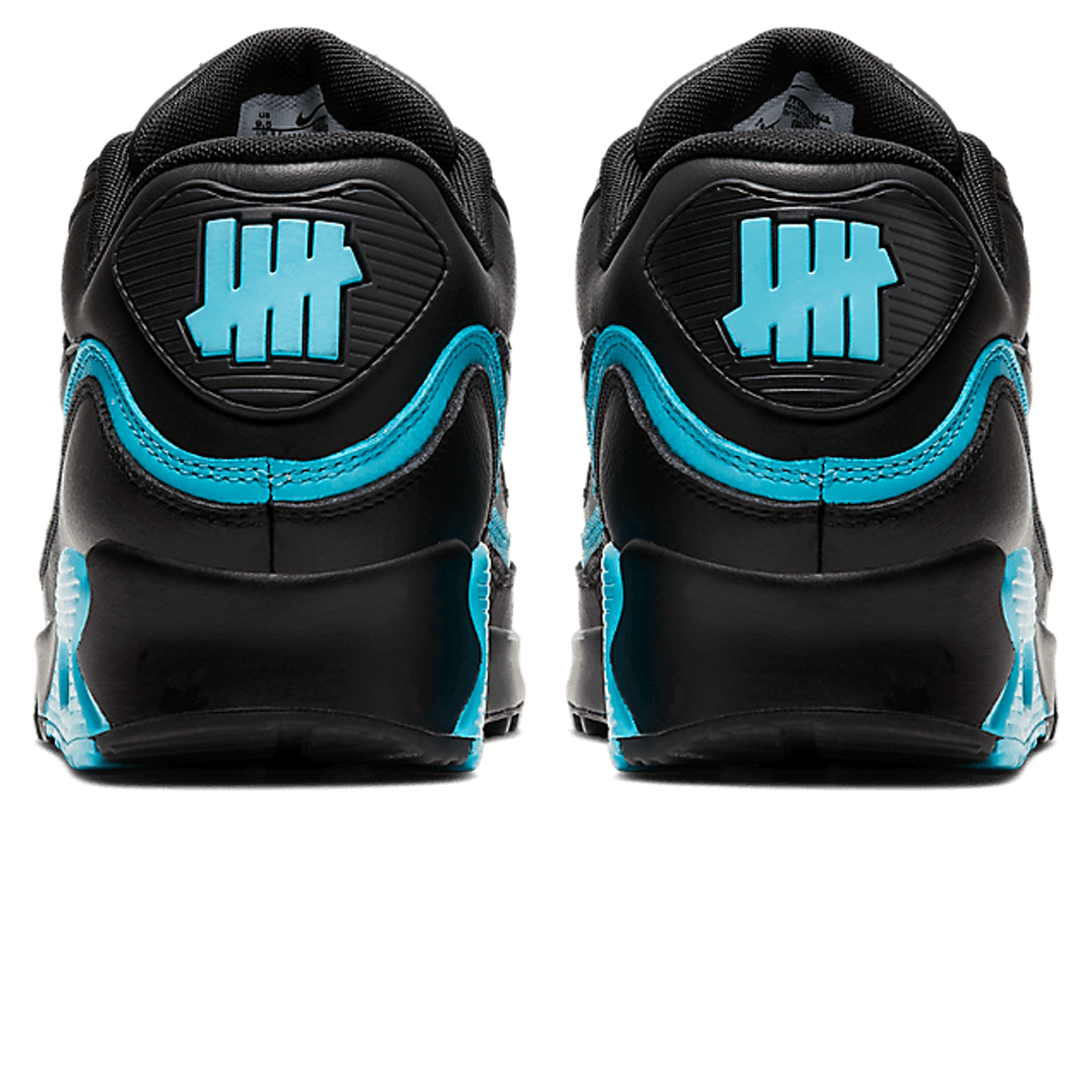 Undefeated x Nike Air Max 90 'Black Blue Fury' — UK 3 | EU 35.5 | US 3.5 — Back View