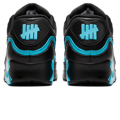 Undefeated x Nike Air Max 90 'Black Blue Fury' — UK 3 | EU 35.5 | US 3.5 — Back View