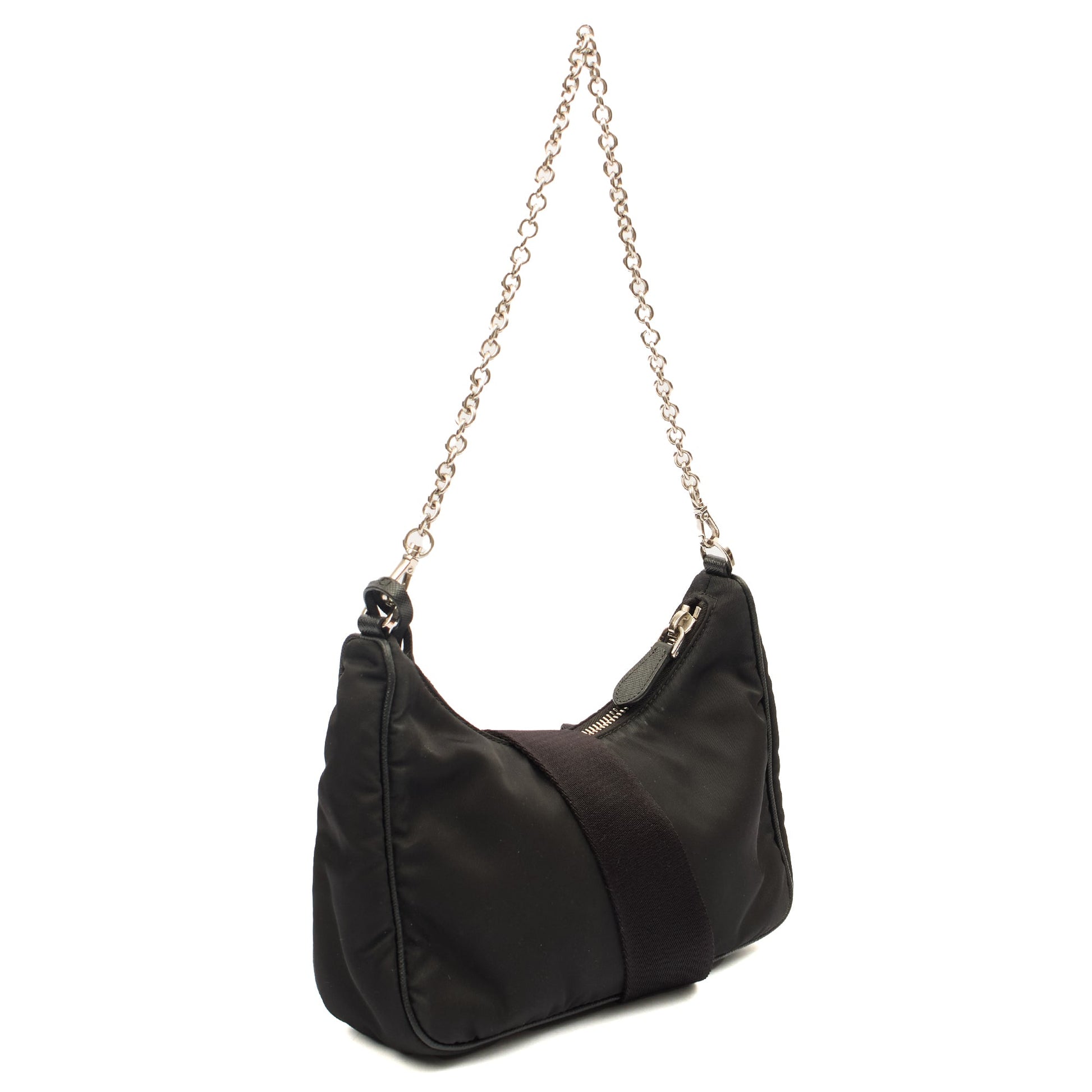 Prada Cross Body Re-Edition 2000 Shoulder Bag in Black, Nylon — Side View