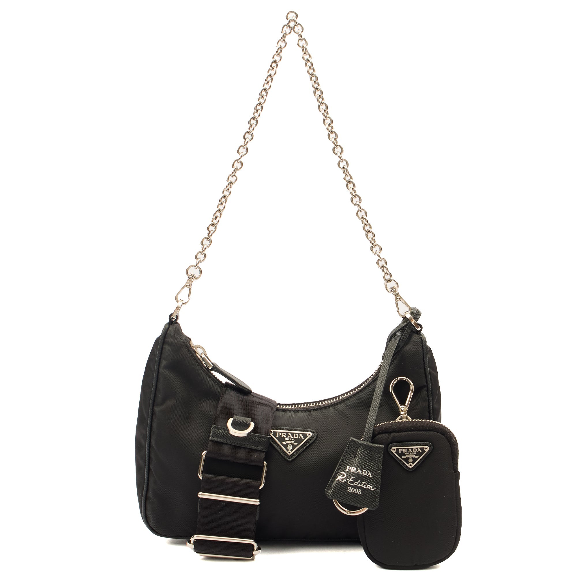 Prada Cross Body Re-Edition 2000 Shoulder Bag in Black, Nylon — Alternate View 13