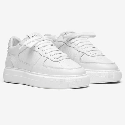 Cleens Court Trainer 'White Tumbled Leather' — UK 3 | EU 37 | US 4 — Top View