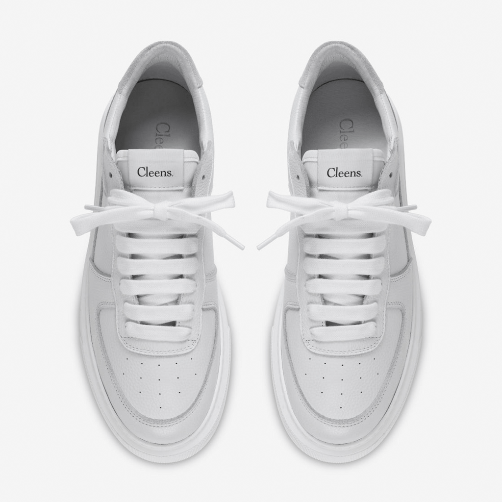 Cleens Court Trainer 'White Tumbled Leather' — UK 3 | EU 37 | US 4 — Back View