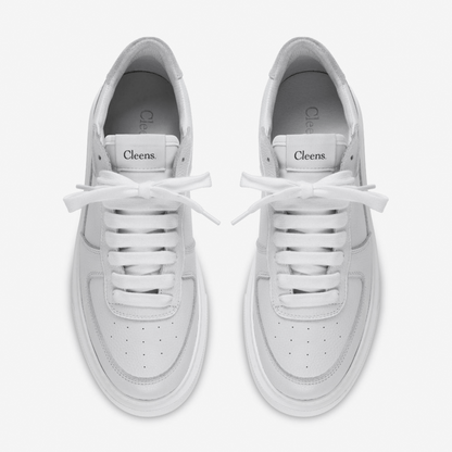 Cleens Court Trainer 'White Tumbled Leather' — UK 3 | EU 37 | US 4 — Back View