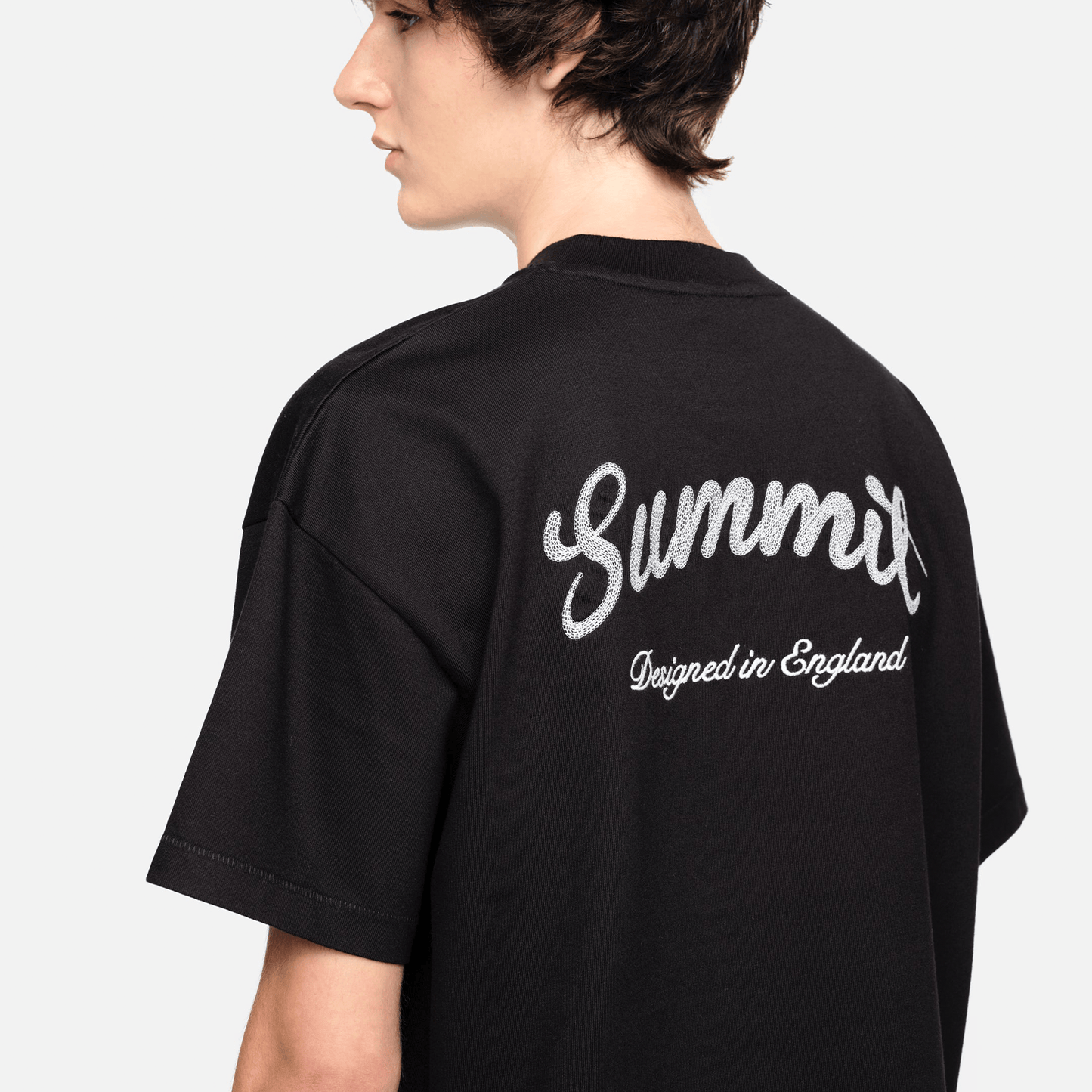 Summit Chainstitch T-Shirt 'Black' — XXS — Top View