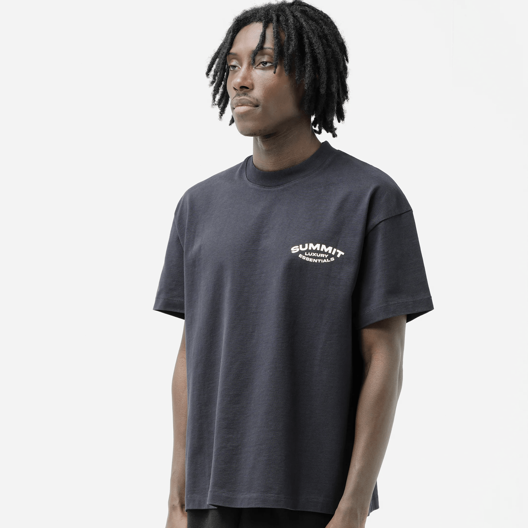 Summit Luxury Essentials T-Shirt 'Navy' — XXS — Back View