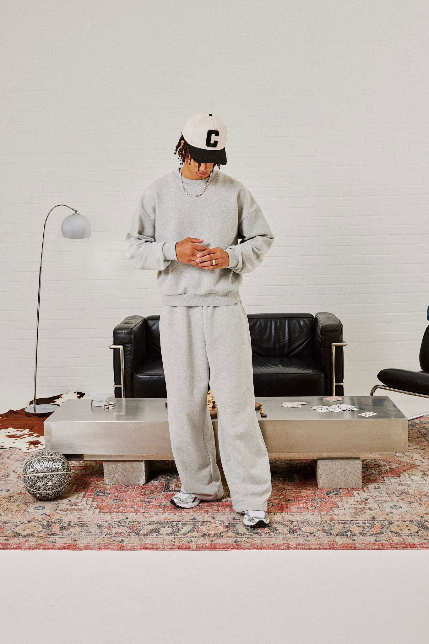 Cernucci Sweater & Baggy Fit Jogger - Grey Marl — S — Size S — Side View
