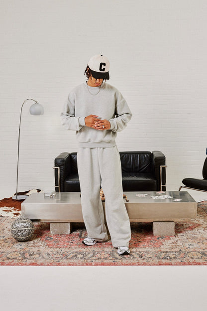 Cernucci Sweater & Baggy Fit Jogger - Grey Marl — S — Size S — Side View