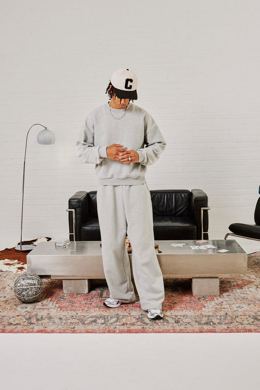 Cernucci Sweater & Baggy Fit Jogger - Grey Marl — S — Size S — Side View