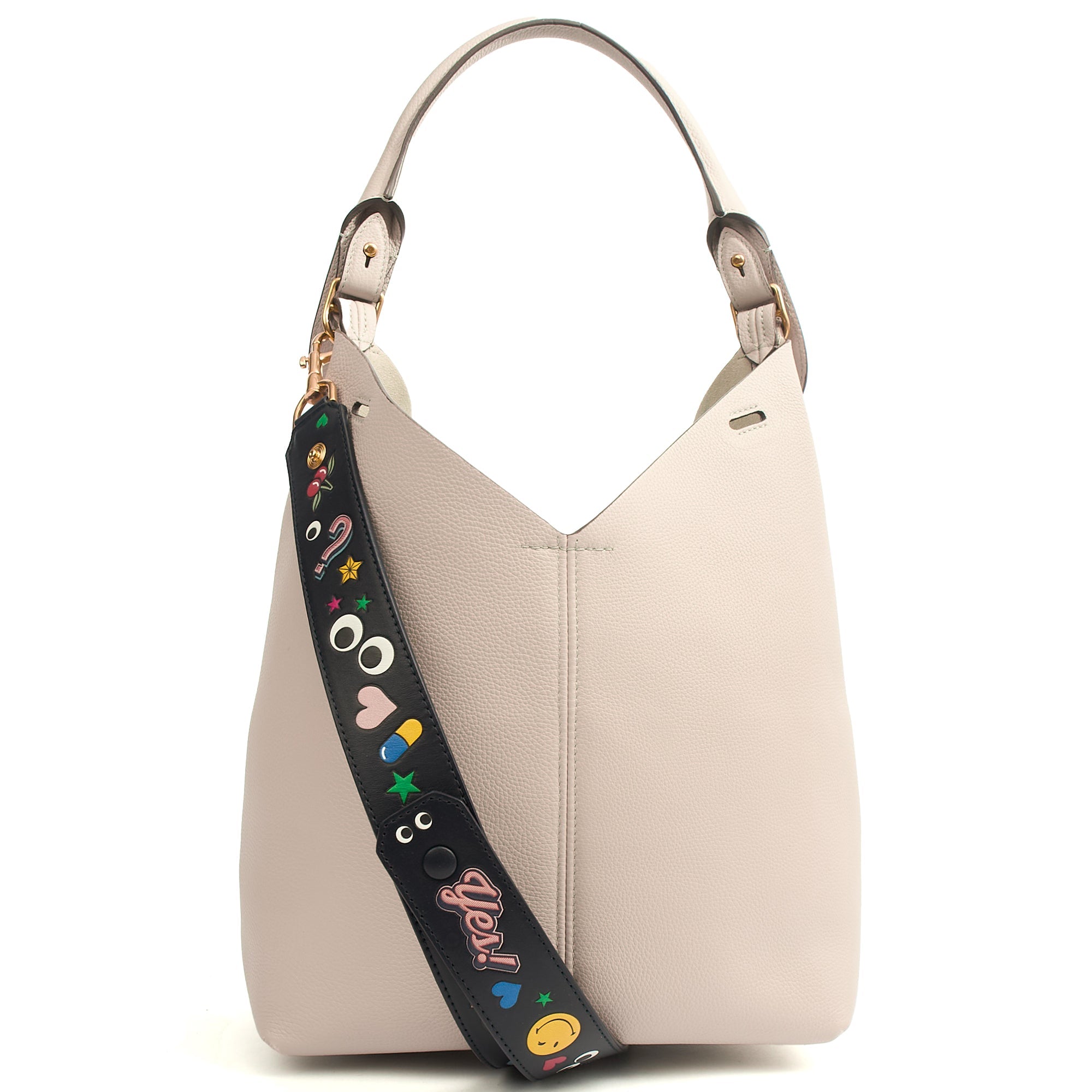 Anya Hindmarch Shoulder Bag Build a Bag - Small in Grey, Pony Skin — Front View