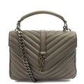 Saint Laurent Cross Body Envelope - Medium in Grey, Leather — Front View