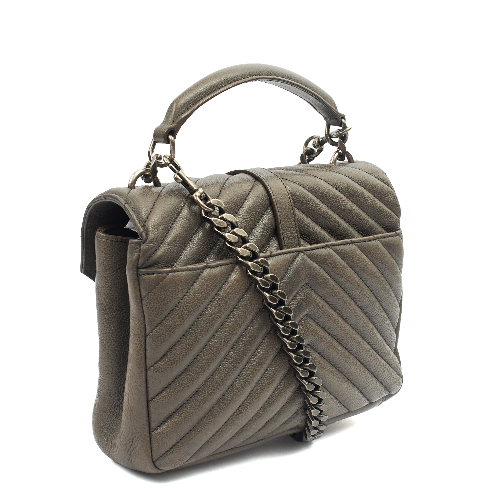 Saint Laurent Cross Body Envelope - Medium in Grey, Leather — Side View