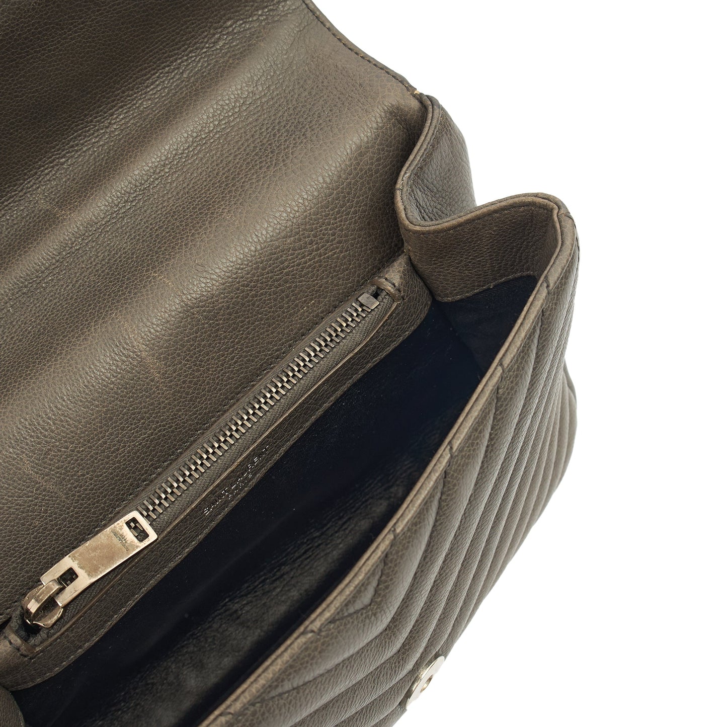 Saint Laurent Cross Body Envelope - Medium in Grey, Leather — Detail View