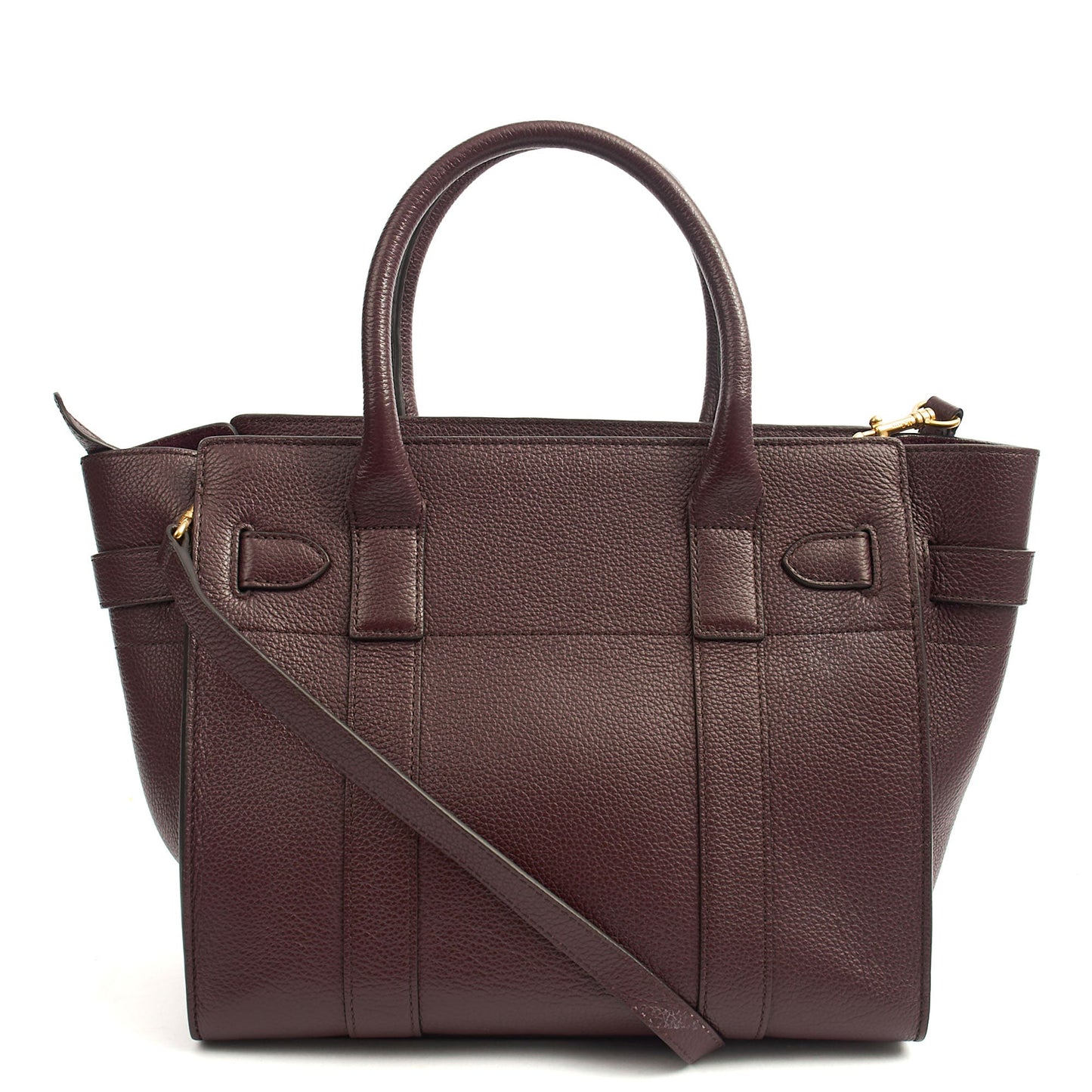 Mulberry Top Handle Zipped Bayswater in Oxblood, Calfskin Leather — Back View