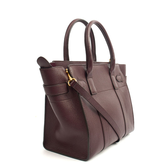 Mulberry Top Handle Zipped Bayswater in Oxblood, Calfskin Leather — Side View