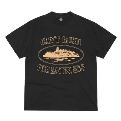 Central Cee x Corteiz Can’t Rush Greatness Tee 'Black' — XXS — Front View