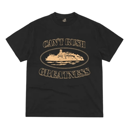Central Cee x Corteiz Can’t Rush Greatness Tee 'Black' — XXS — Front View