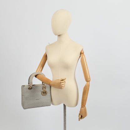 Christian Dior Cross Body Lady D-lite - Medium in Grey, Fabric — Side View