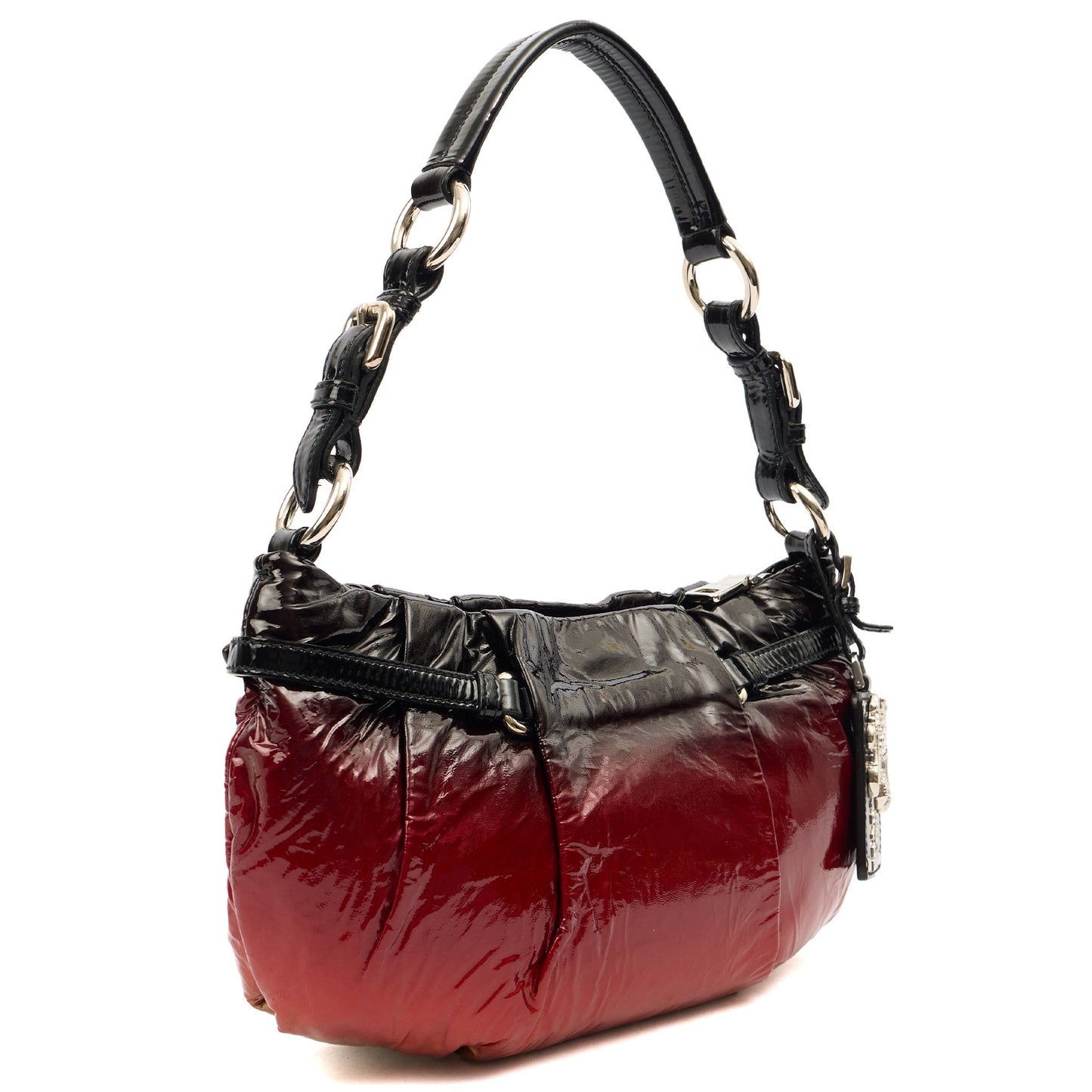 Prada Shoulder Bag Shoulder Bag in Red, Patent Leather — Back View