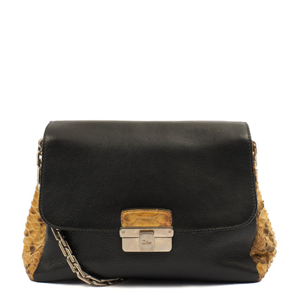 Christian Dior Shoulder Bag Diorling - Small in Black, Exotic Effect Leather — Front View