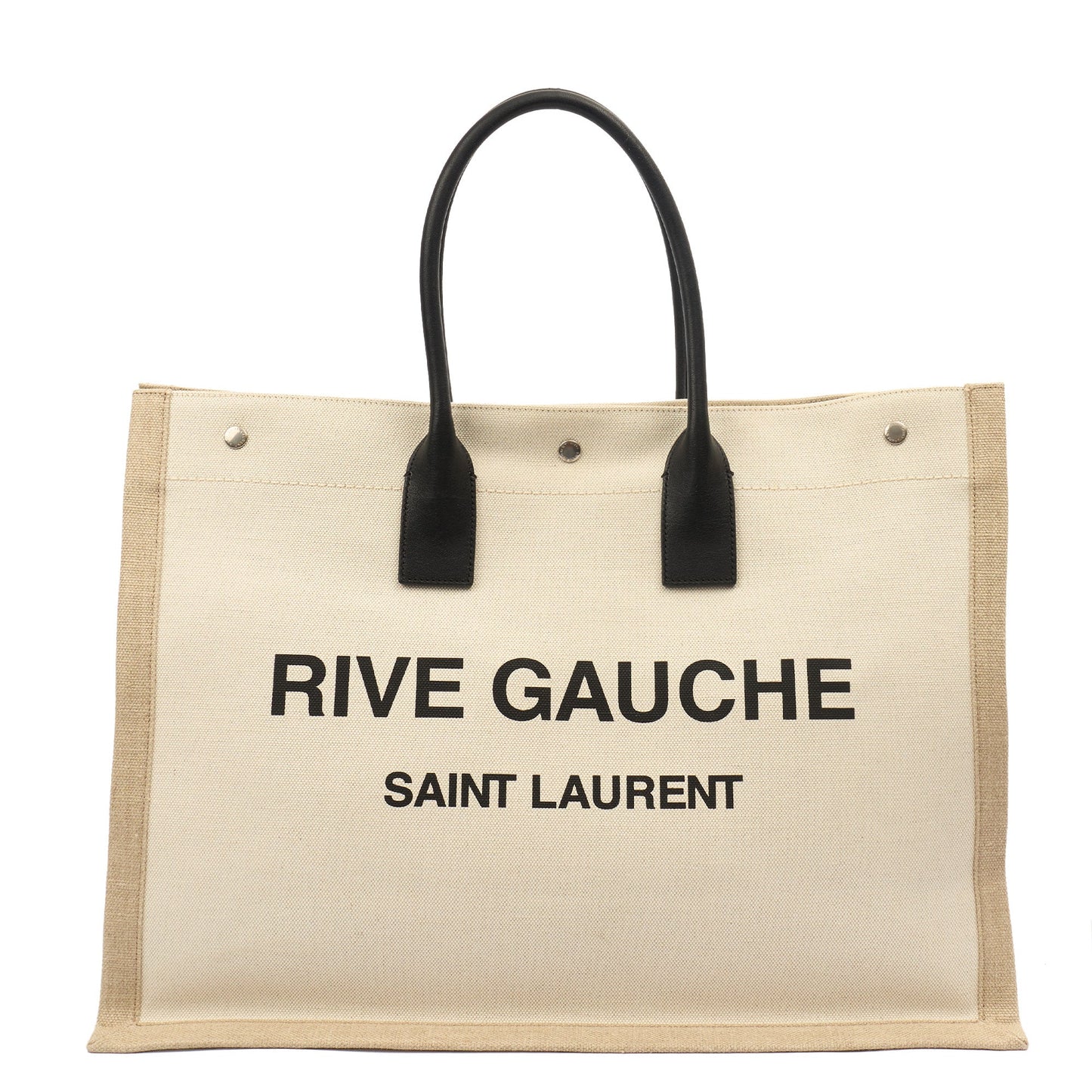 Saint Laurent Tote Rive Gauche Tote in Neutral, Fabric — Front View