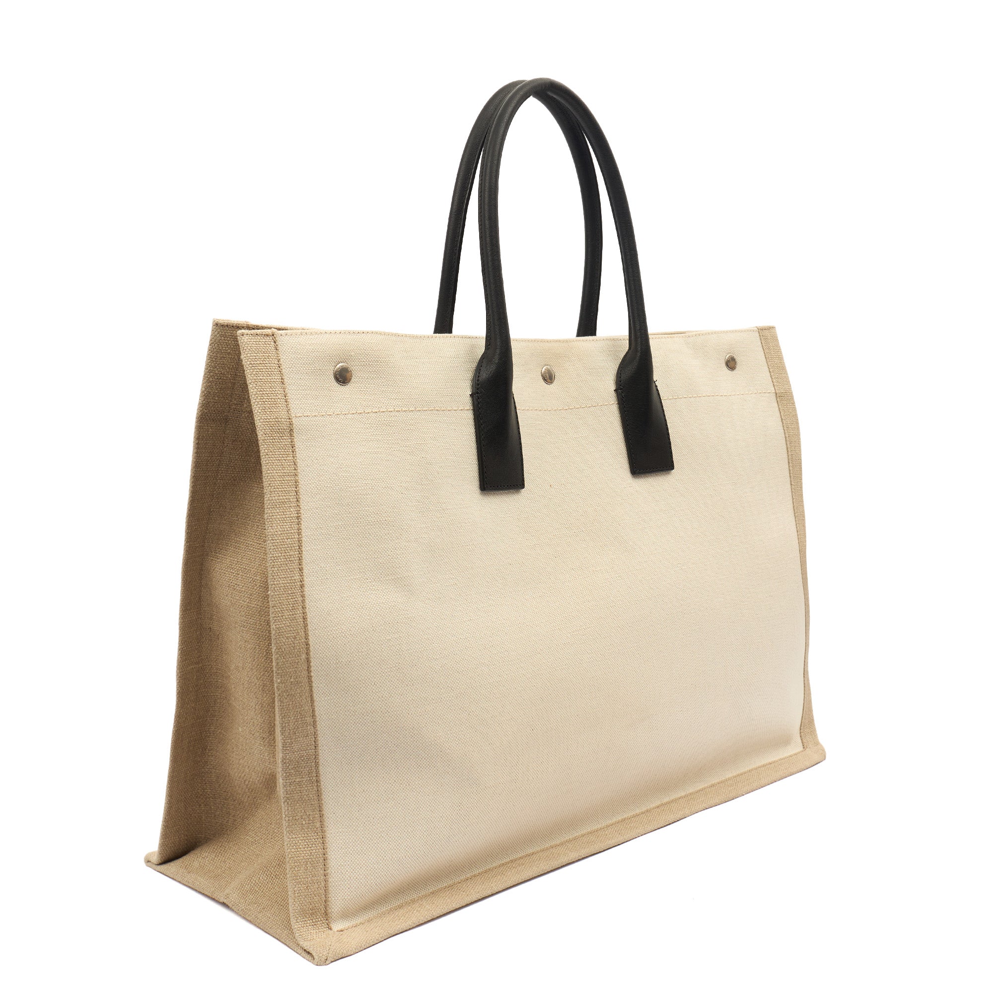 Saint Laurent Tote Rive Gauche Tote in Neutral, Fabric — Back View