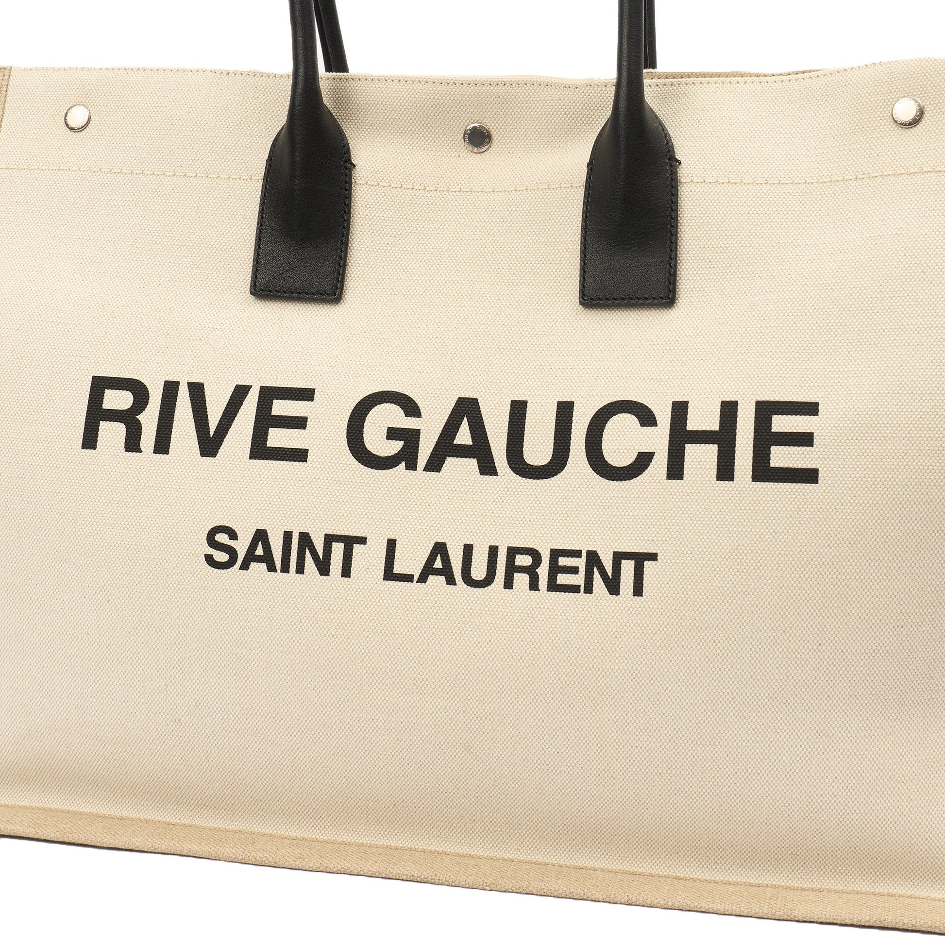Saint Laurent Tote Rive Gauche Tote in Neutral, Fabric — Side View