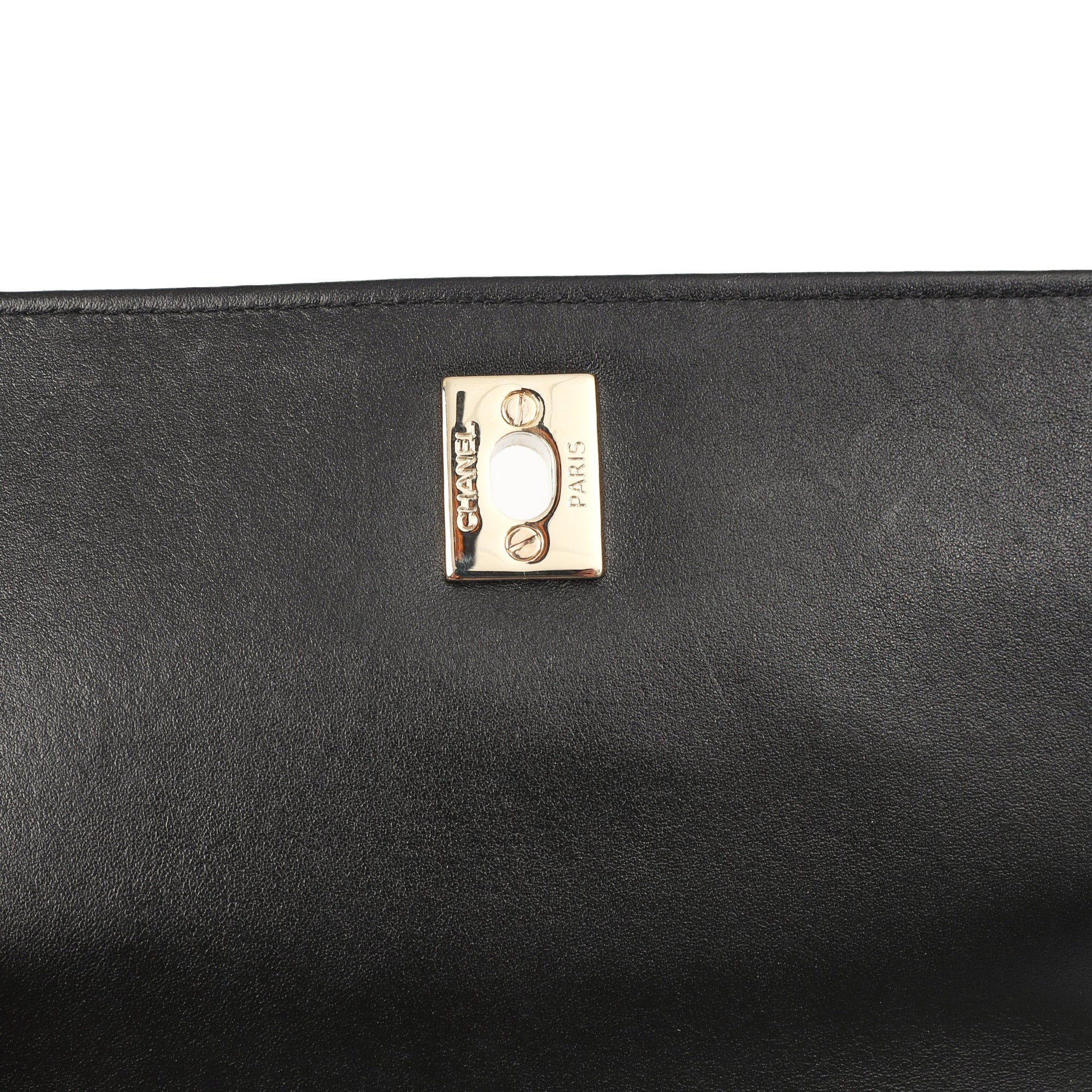 Chanel Shoulder Bag Flap Bag in Black, Calfskin Leather — Alternate View 8