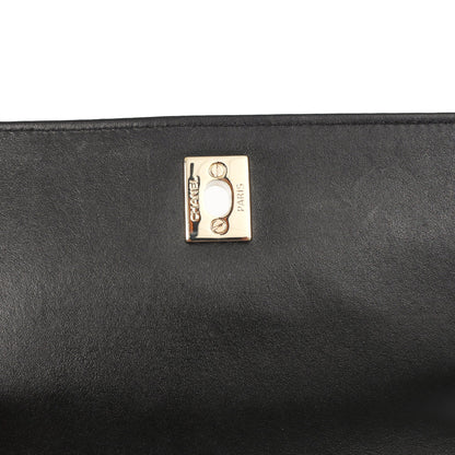 Chanel Shoulder Bag Flap Bag in Black, Calfskin Leather — Alternate View 8