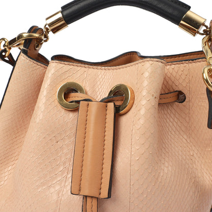 Chloe Bucket Bag Tote in Pink, Exotic Effect Leather — Lifestyle View