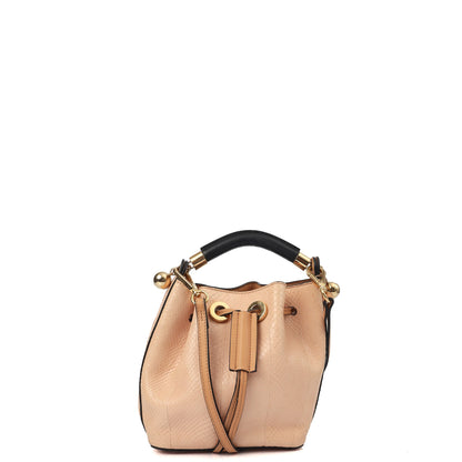 Chloe Bucket Bag Tote in Pink, Exotic Effect Leather — Front View