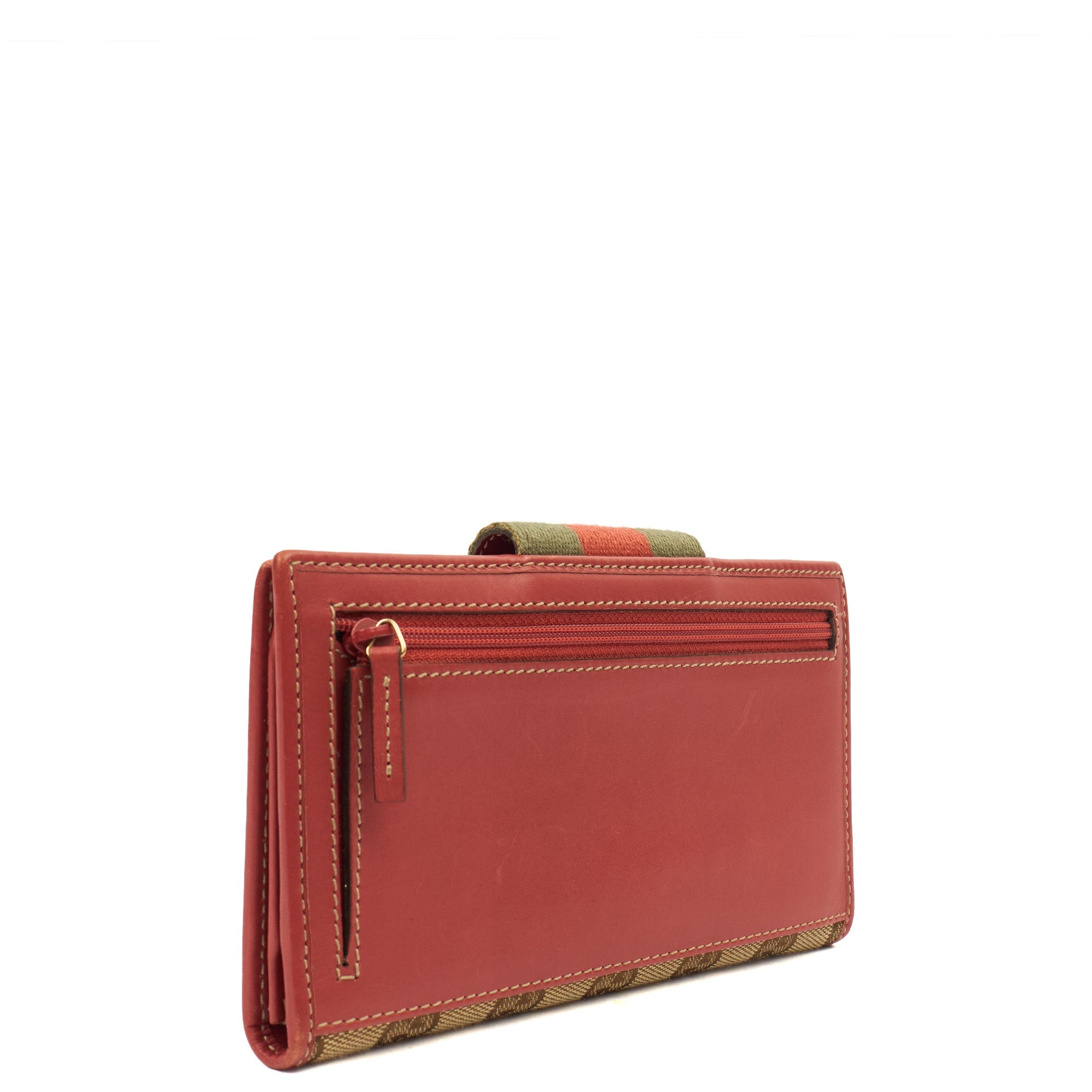 Gucci Purse Wallet in Brown, GG Canvas — Back View