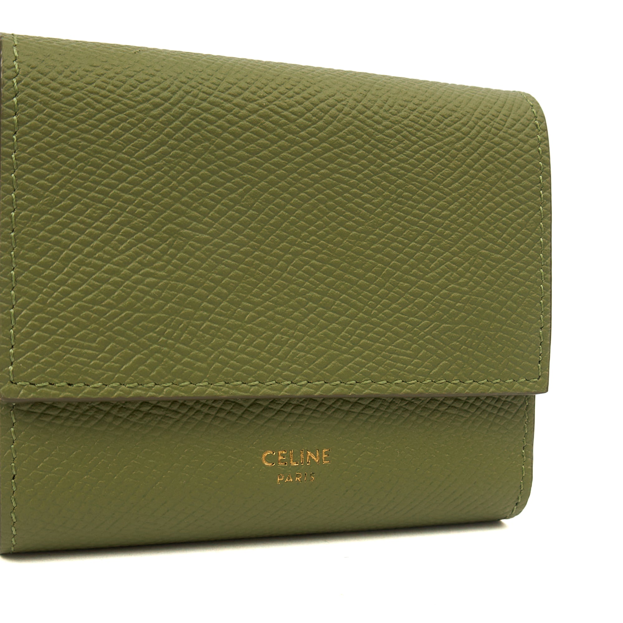 Celine Wallet Wallet in Khaki, Leather — Lifestyle View