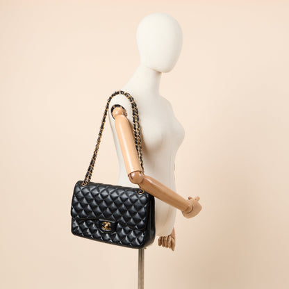 Chanel Shoulder Bag Classic Double Flap - Large in Black, Leather — Side View