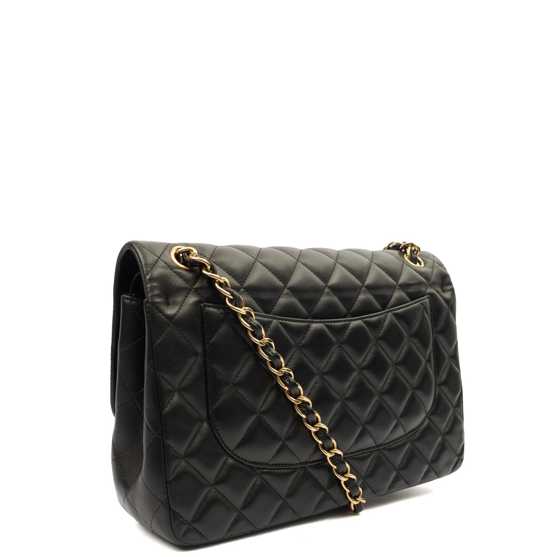 Chanel Shoulder Bag Classic Double Flap - Large in Black, Leather — Back View