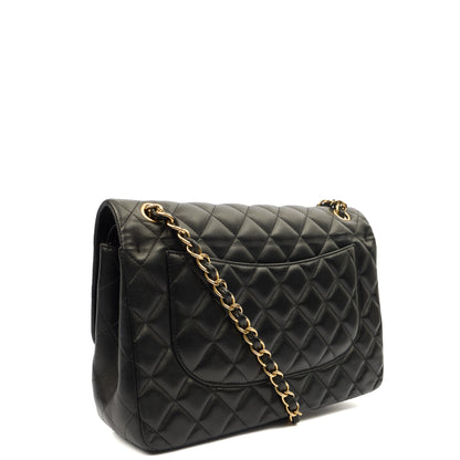 Chanel Shoulder Bag Classic Double Flap - Large in Black, Leather — Back View