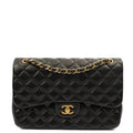 Chanel Shoulder Bag Classic Double Flap - Large in Black, Leather — Front View