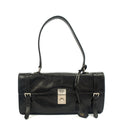 Prada Top Handle Saffiano Soft in Black, Patent Leather — Front View