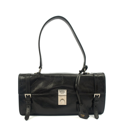 Prada Top Handle Saffiano Soft in Black, Patent Leather — Alternate View 9