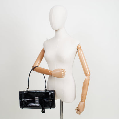 Prada Top Handle Saffiano Soft in Black, Patent Leather — Alternate View 8