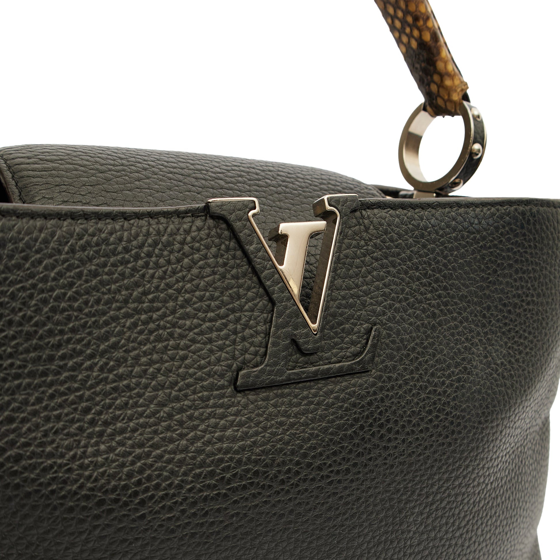 Louis Vuitton Tote Capucines MM in Black, Leather — Lifestyle View