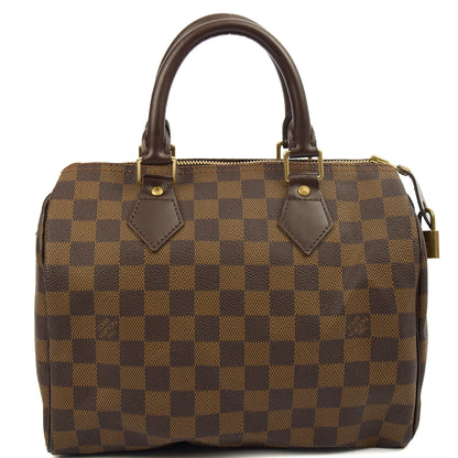 Louis Vuitton Top Handle Speedy 25 in Damier, Canvas — Top View