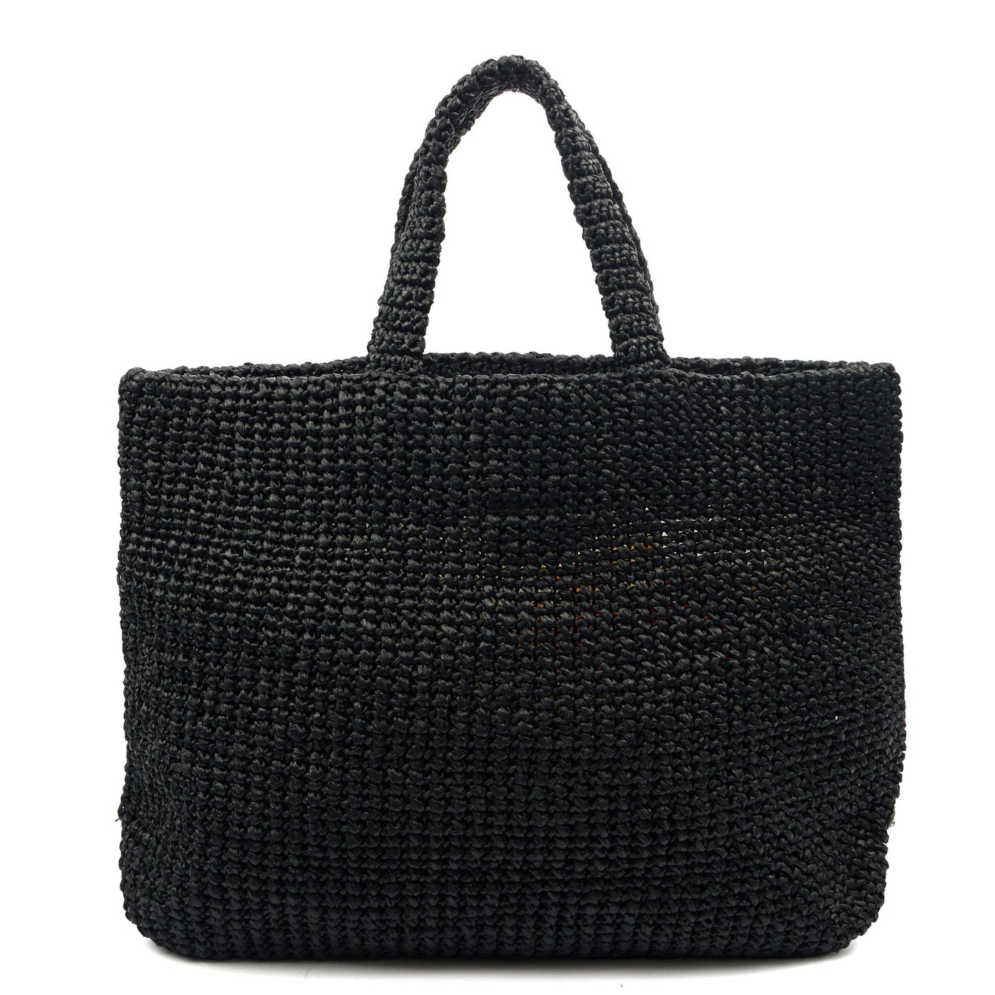 Prada Tote Raffia Summer Tote in Black, Fabric — Back View