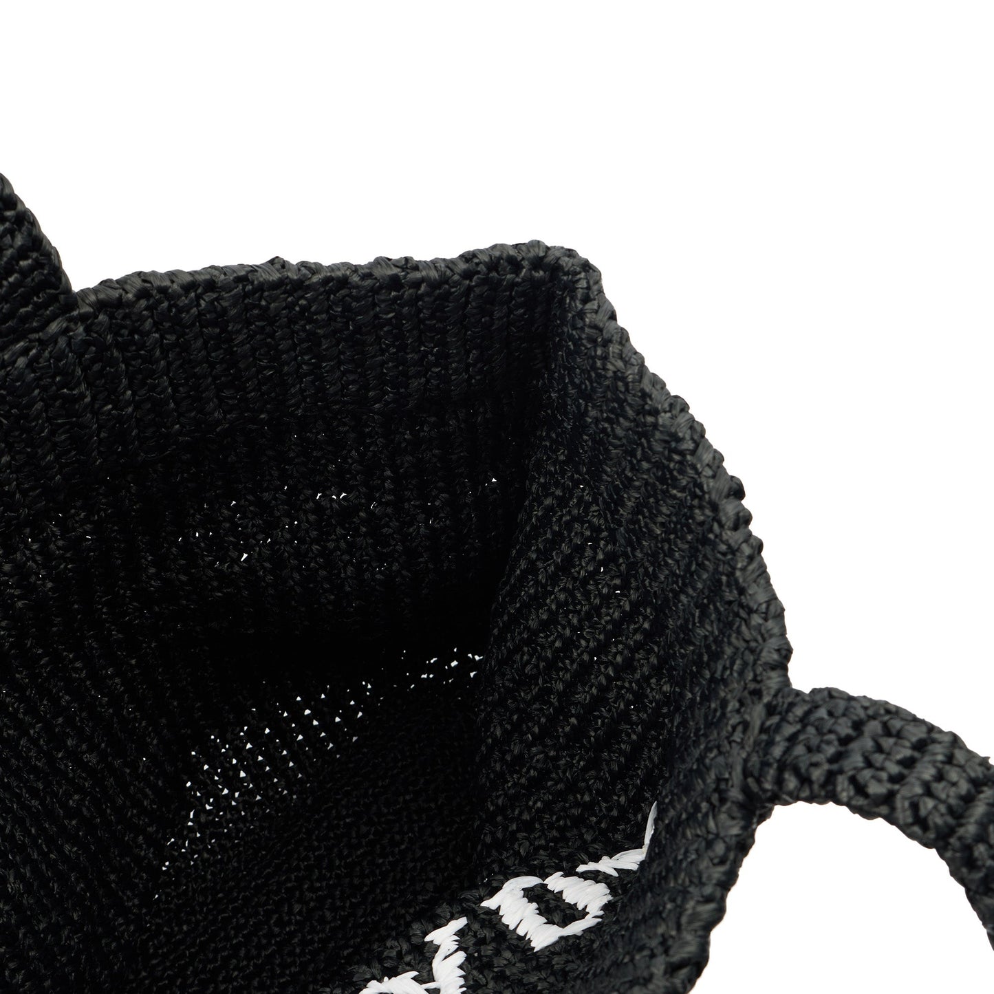 Prada Tote Raffia Summer Tote in Black, Fabric — Detail View