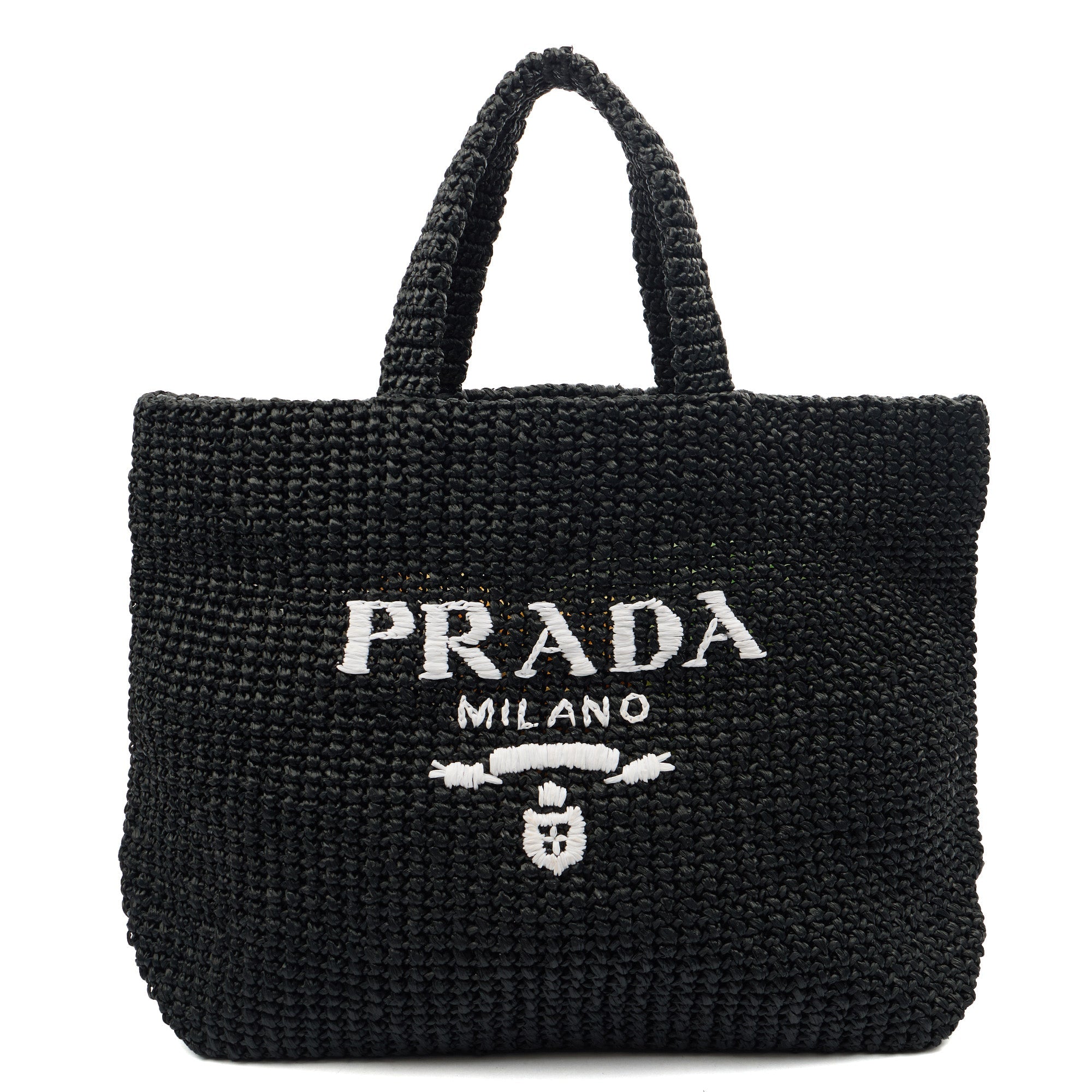 Prada Tote Raffia Summer Tote in Black, Fabric — Alternate View 7