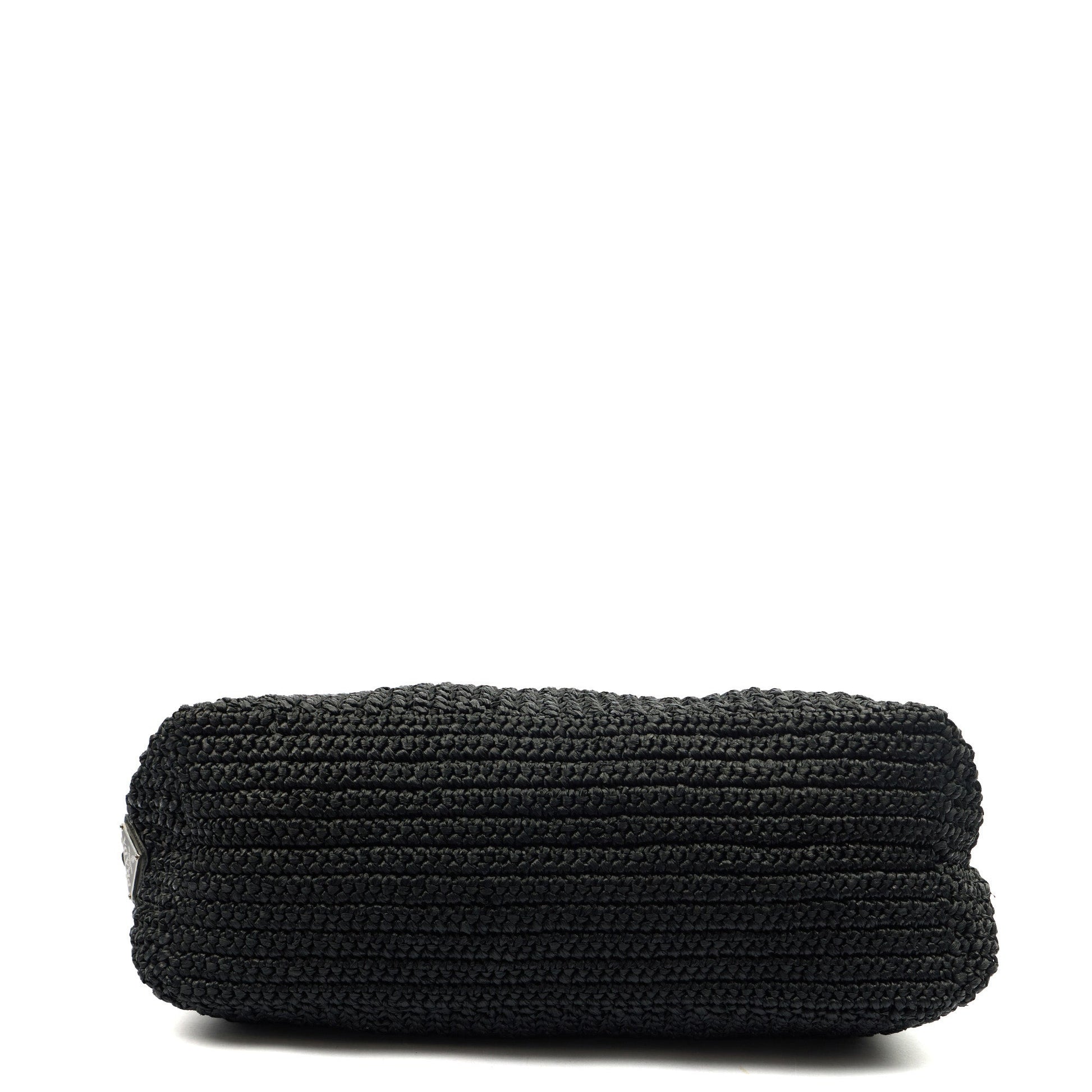 Prada Tote Raffia Summer Tote in Black, Fabric — Top View