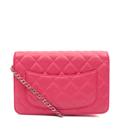 Chanel Cross Body Wallet on Chain in Pink, Lambskin Leather — Back View