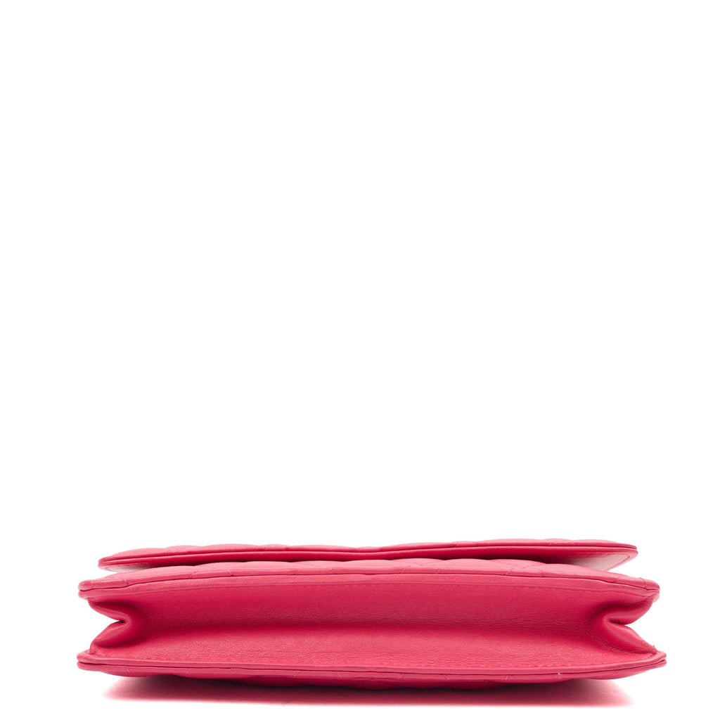 Chanel Cross Body Wallet on Chain in Pink, Lambskin Leather — Top View