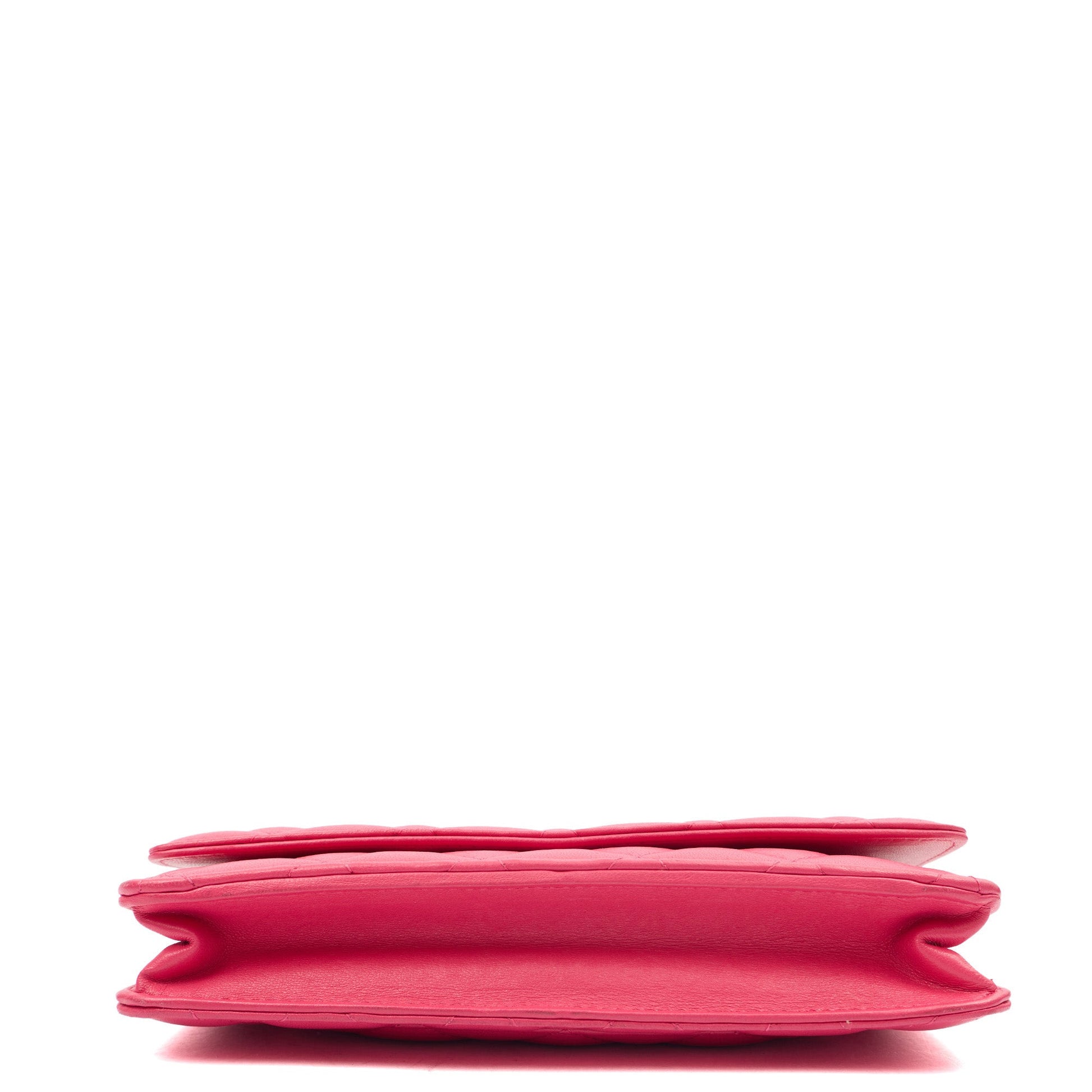 Chanel Cross Body Wallet on Chain in Pink, Lambskin Leather — Top View