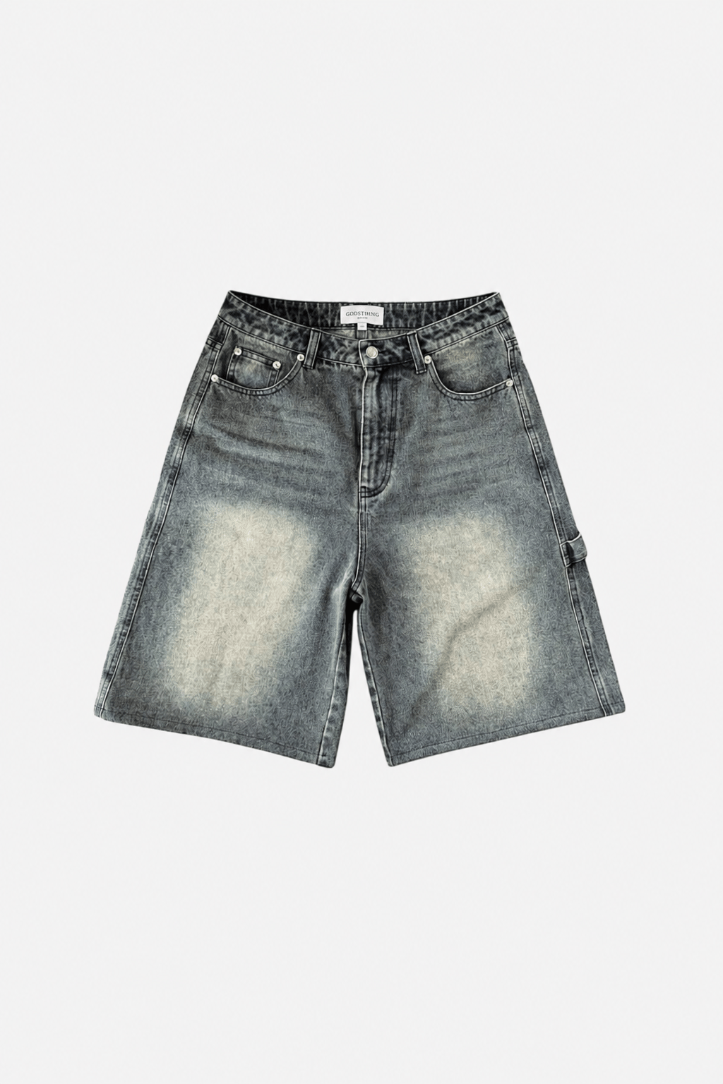Benir Clothing Oversized Denim Jorts - Rust Blue — XS/28W — Top View