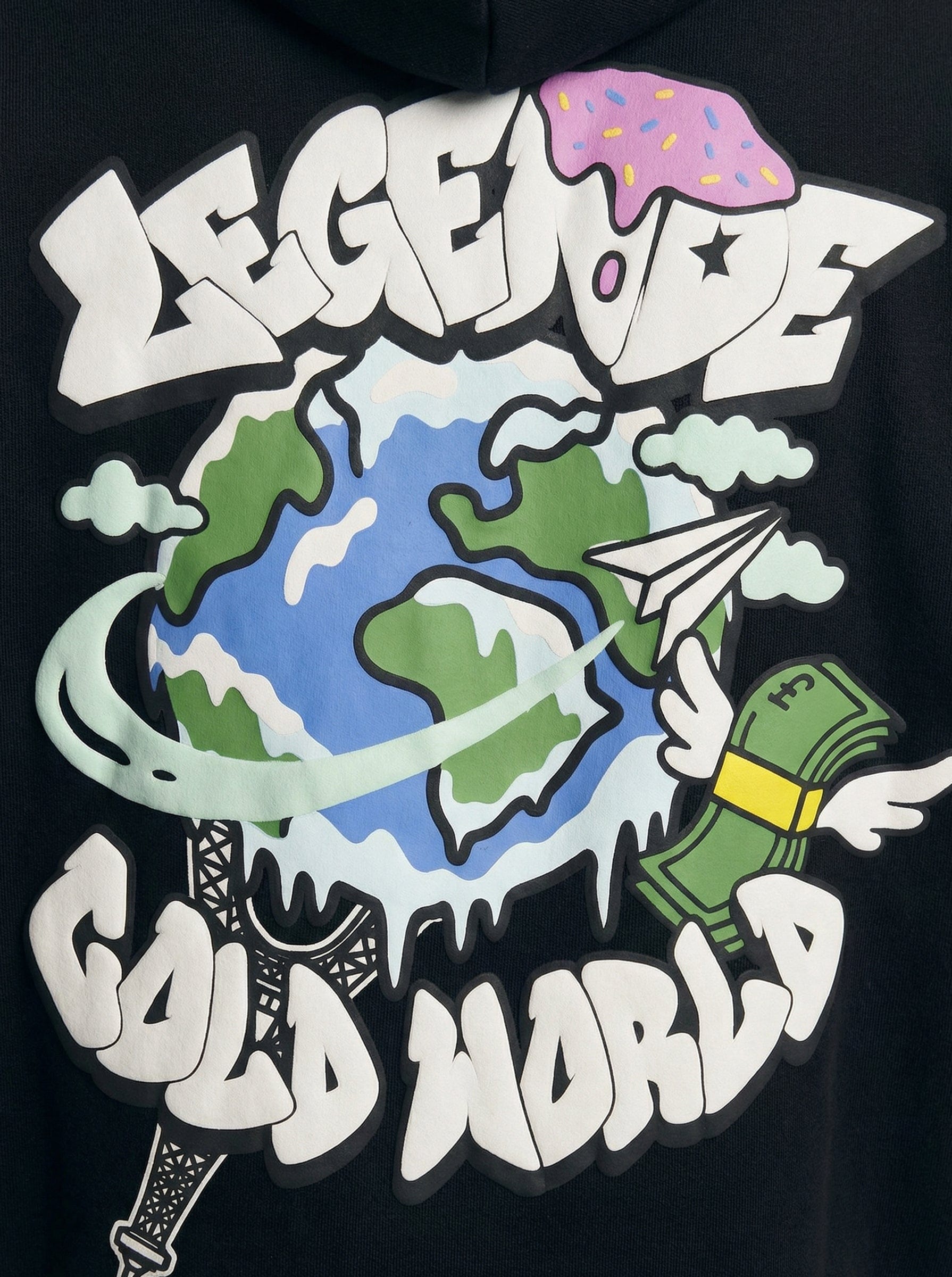Legende Paris COLD WORLD HOOD - BLACK — XS — Top View